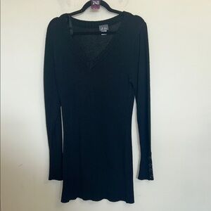40.   Dots Black V-Neck Knit Sweater Tunic size M